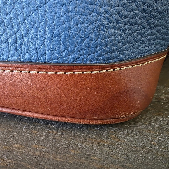Dooney & Bourke Pebblegrain Zip Top Dome Satchel/Crossbody In The Color Jeans - Picture 5 of 13